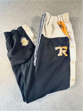 Vintage Team Roc Tearaway Track Pants Men’s 2XL Black White Yellow Y2K Snap